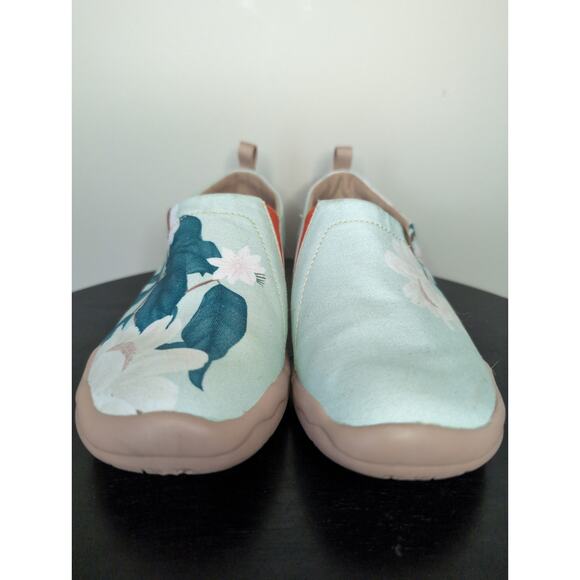 Uin floral slip on art painted travel shoe sz 5 minty peony Toledo - Picture 2 of 9
